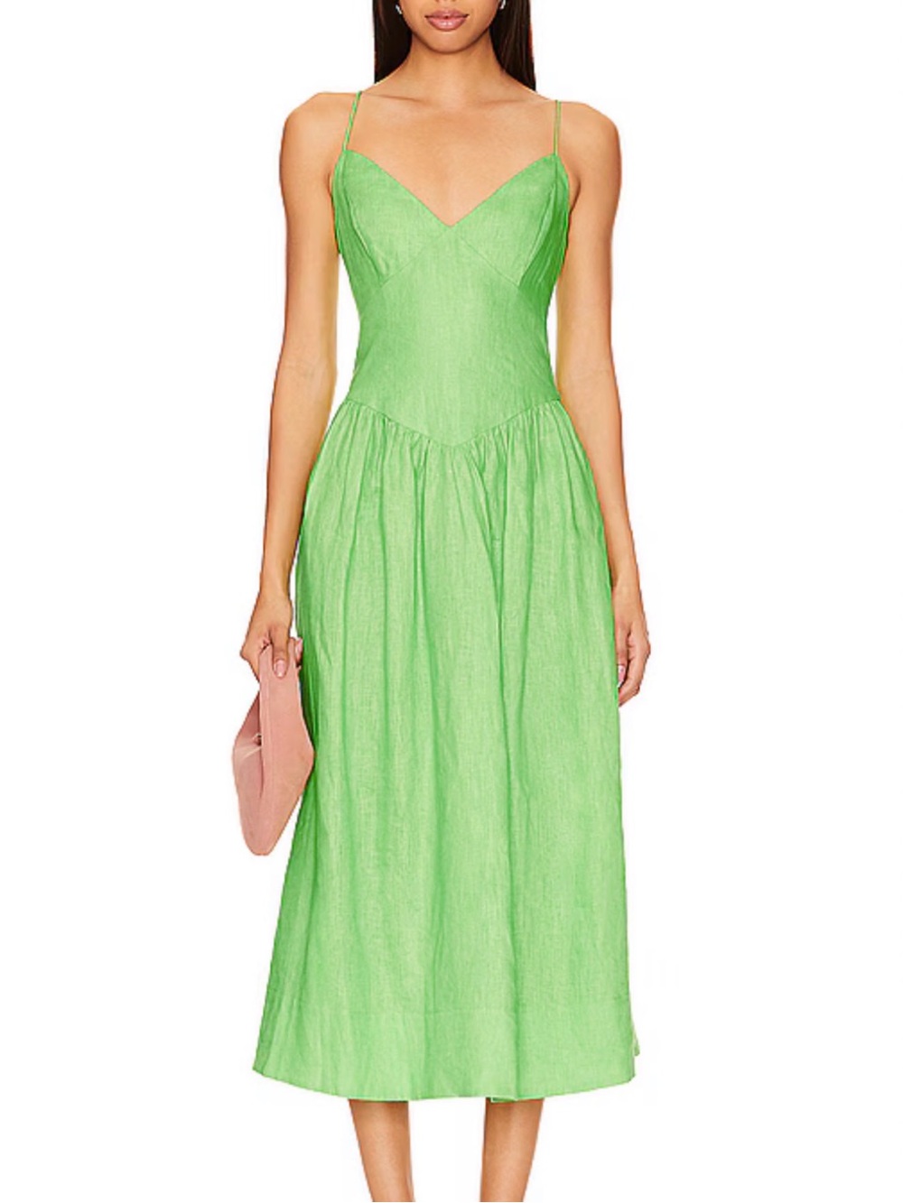 RHODE Lime Green Spaghetti Strap Midi Dress